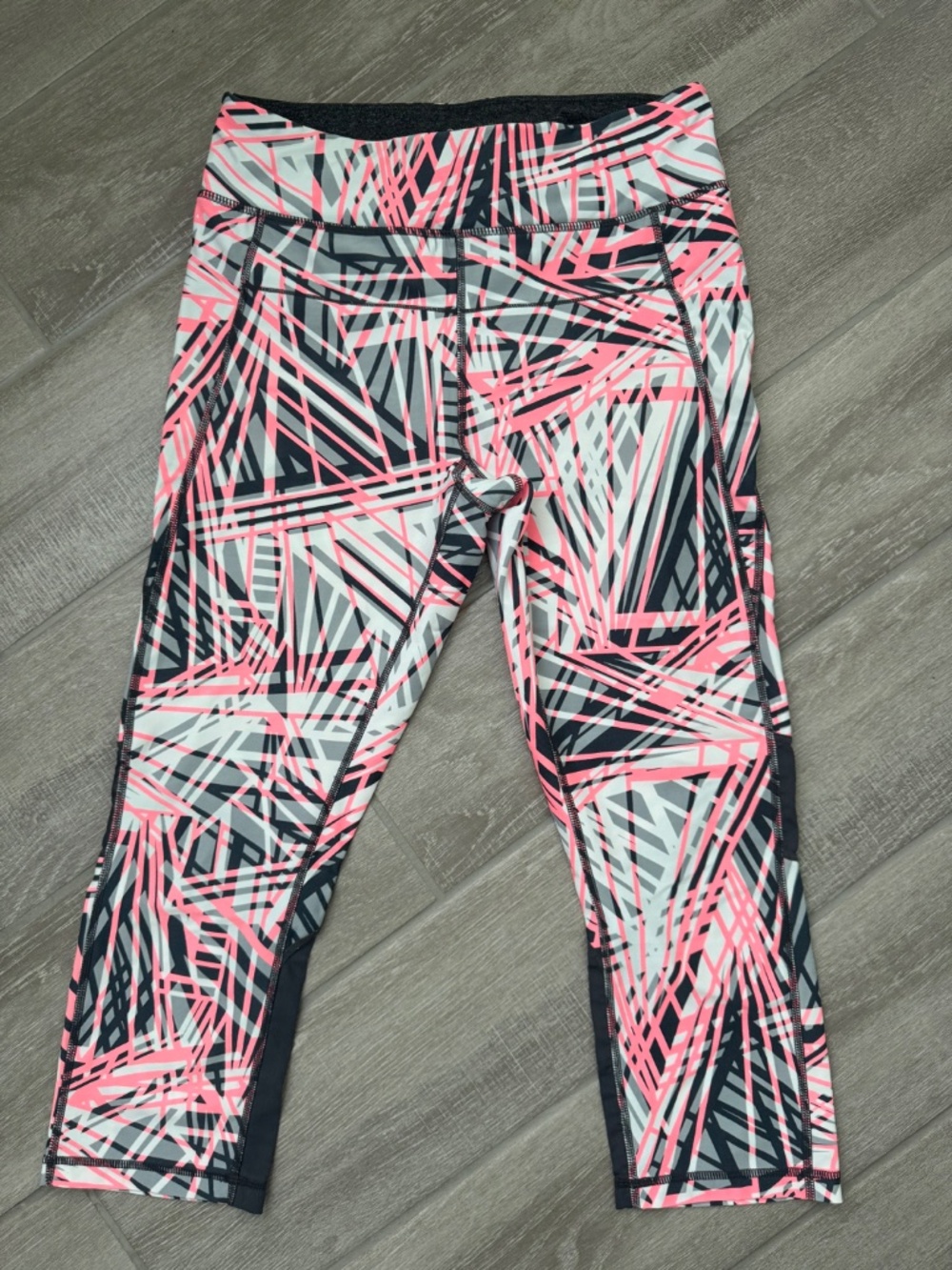 Calvin Klein Performance High Rise Leggings Sz M White/Grey/Neon Orange